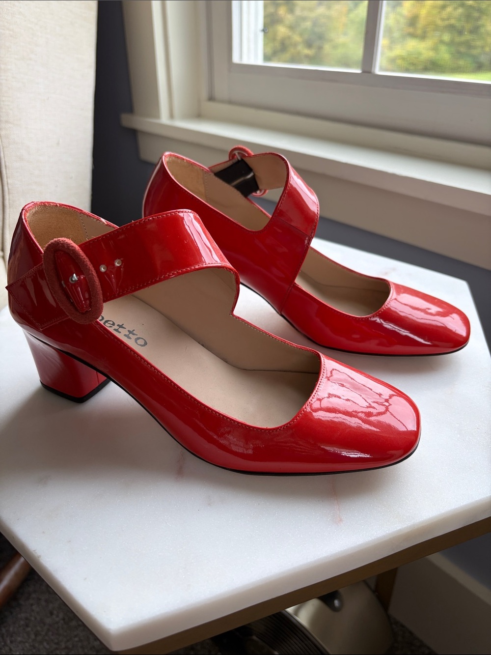 Repetto Paris Red Patent Mary Jane Pumps